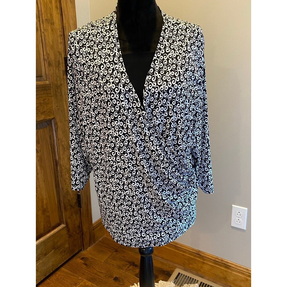 Sag Harbor Womens Blouse Plus Size 2X Top Stretchy Comfy‎ 3/4 Sleeve Casual